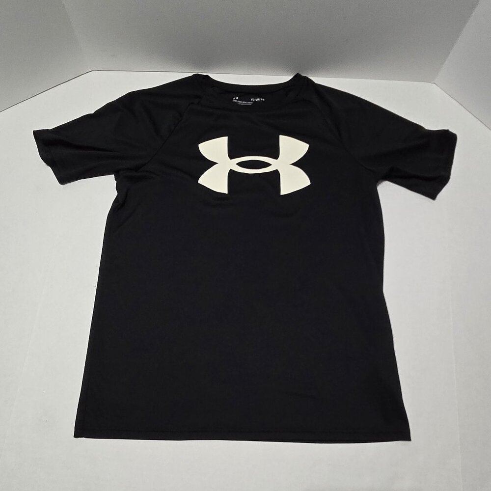 Under Armour Boys Tech Logo Short-Sleeve Tee Size Youth Large Black